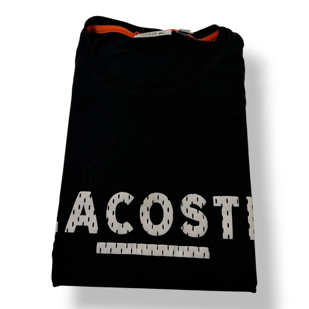 Lacoste Sport Mens Graphic Logo T-Shirt Black Cotton Blend XL FR 6 F1904
